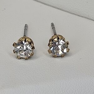 CZ Studded Earrings, pierced, gold